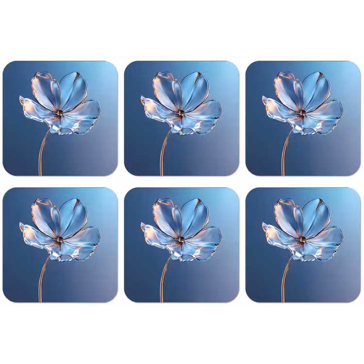 Blauw - Bloem - Glazen - Sierlijk onderzetter kurk middel -zkaufland3dotto