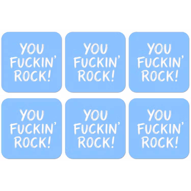 Blauw - Wit - You fuckin rock onderzetter kurk middel -zkaufland3dotto