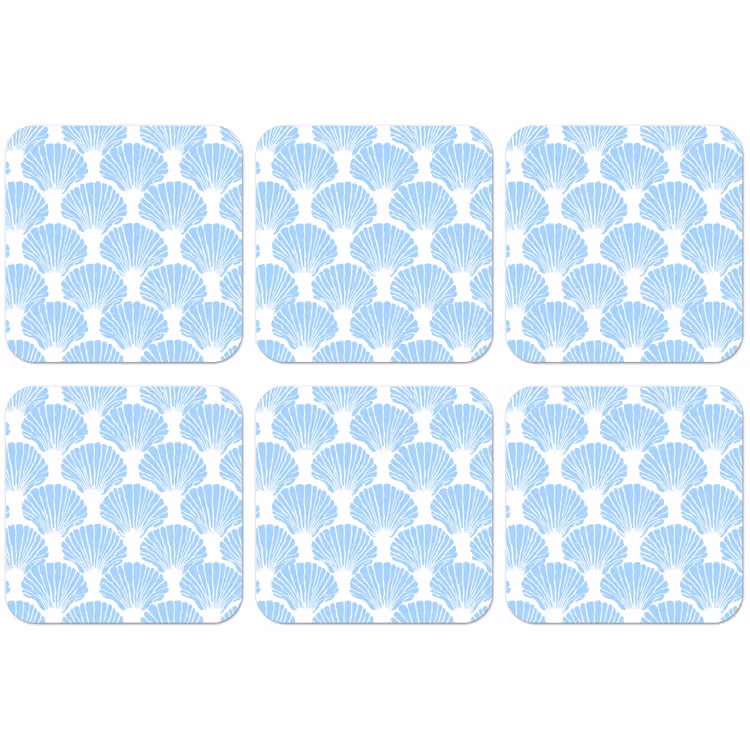 Blauw - Wit - Schelpen - Grafisch - Structuur onderzetter kurk middel 366 -zkaufland3dotto