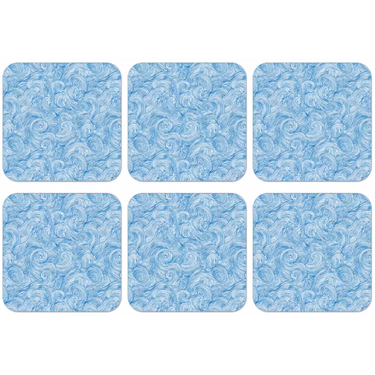Blauw - Wit - Spiraal - Golven - Lijnen onderzetter kurk middel 366 -zkaufland3dotto