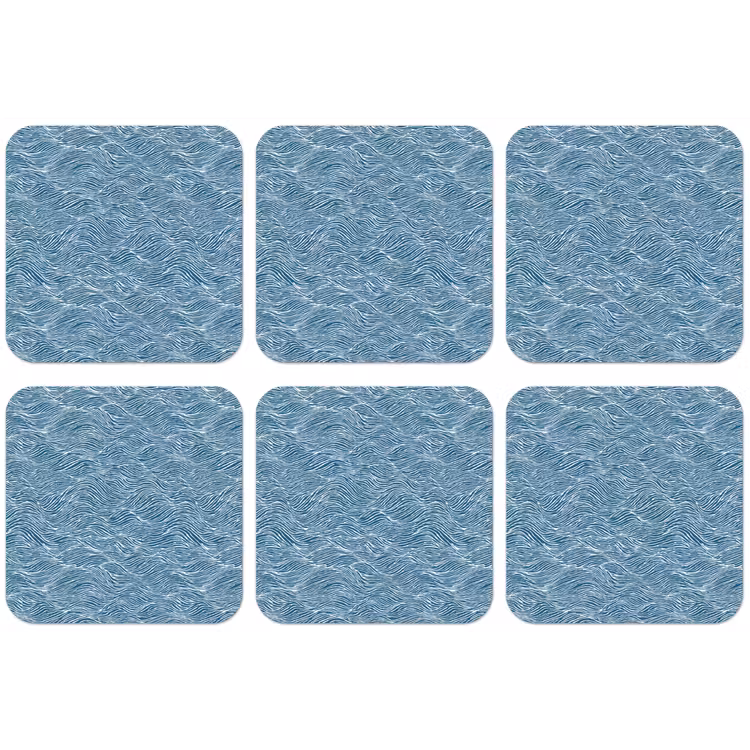 Blauw - Wit - Golven - Getekend - Textuur onderzetter kurk middel 366 -zkaufland3dotto