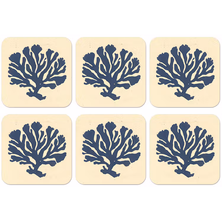 Blauw koraal - Vertakkingen - Beige onderzetter kurk middel -zkaufland3dotto