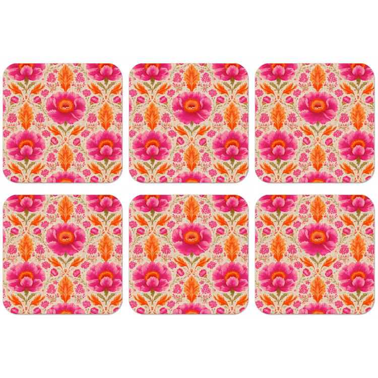 Bloemen - Barok - Roze - Oranje onderzetter kurk middel 366 -zkaufland3dotto