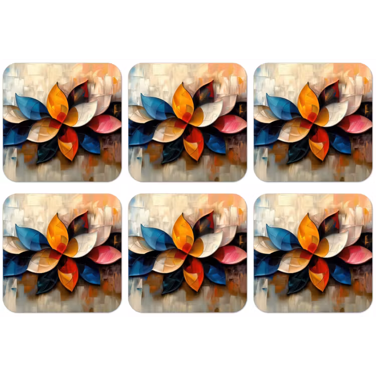 Bloem - Abstract - Kleurrijk - Bladeren onderzetter kurk middel -zkaufland3dotto