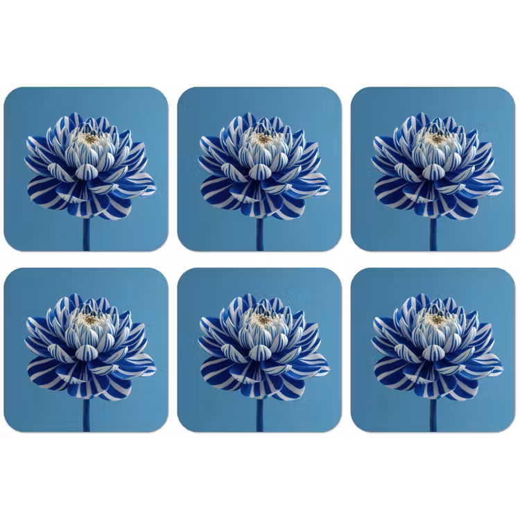 Bloem - Blauw - Bloemblaadjes - Streepjes onderzetter kurk middel -zkaufland3dotto