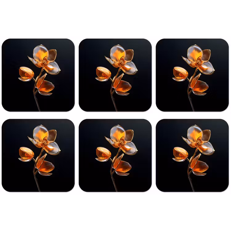 Bloem - Orchidee - Oranje onderzetter kurk middel -zkaufland3dotto
