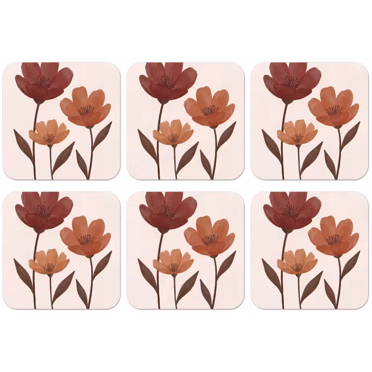 Bloemen - Abstract - Modern - Bruin - Decoratief onderzetter kurk middel -zkaufland3dotto