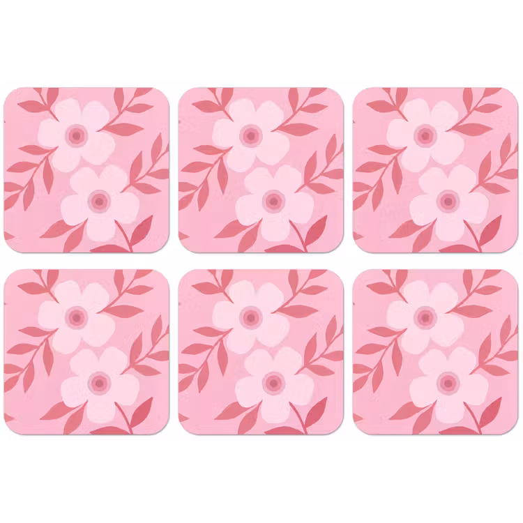 Bloemen - Abstract - Modern - Roze - Natuur onderzetter kurk middel -zkaufland3dotto