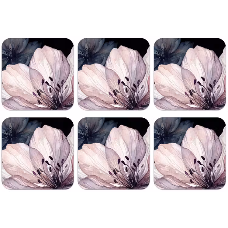 Bloemen - Aquarel - Modern - Roze - Donker onderzetter kurk middel -zkaufland3dotto