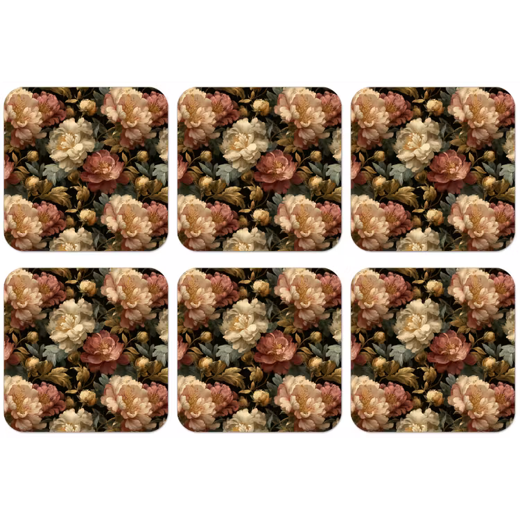 Bloemen - Barok - Patroon - Roze - Crème onderzetter kurk middel 366 -zkaufland3dotto
