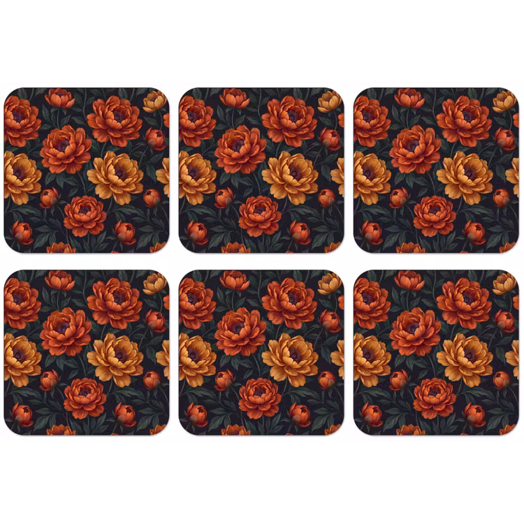 Bloemen - Bladeren - Natuur - Modern - Oranje onderzetter kurk middel -zkaufland3dotto
