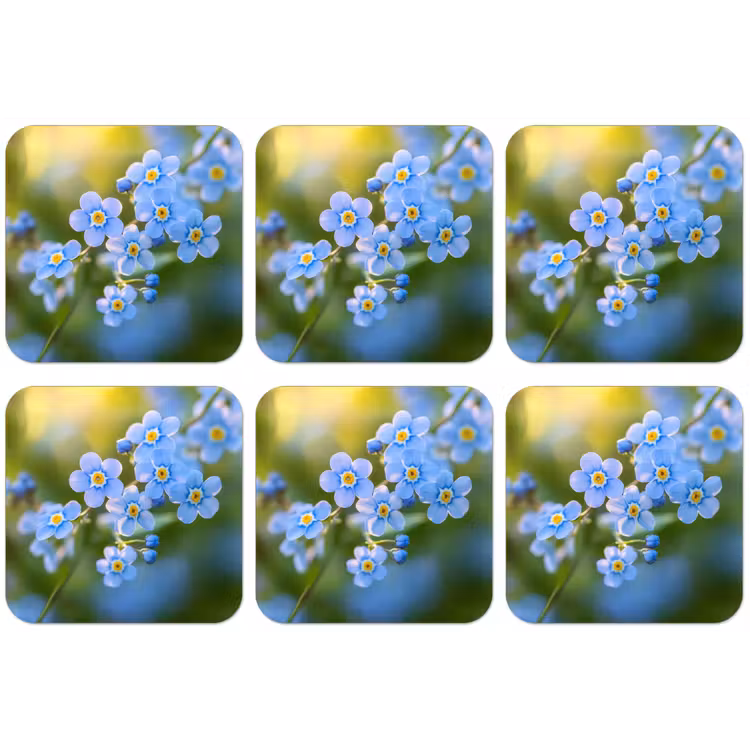 Bloemetjes - Blauw - Vergeet mij nietjes onderzetter kurk middel -zkaufland3dotto