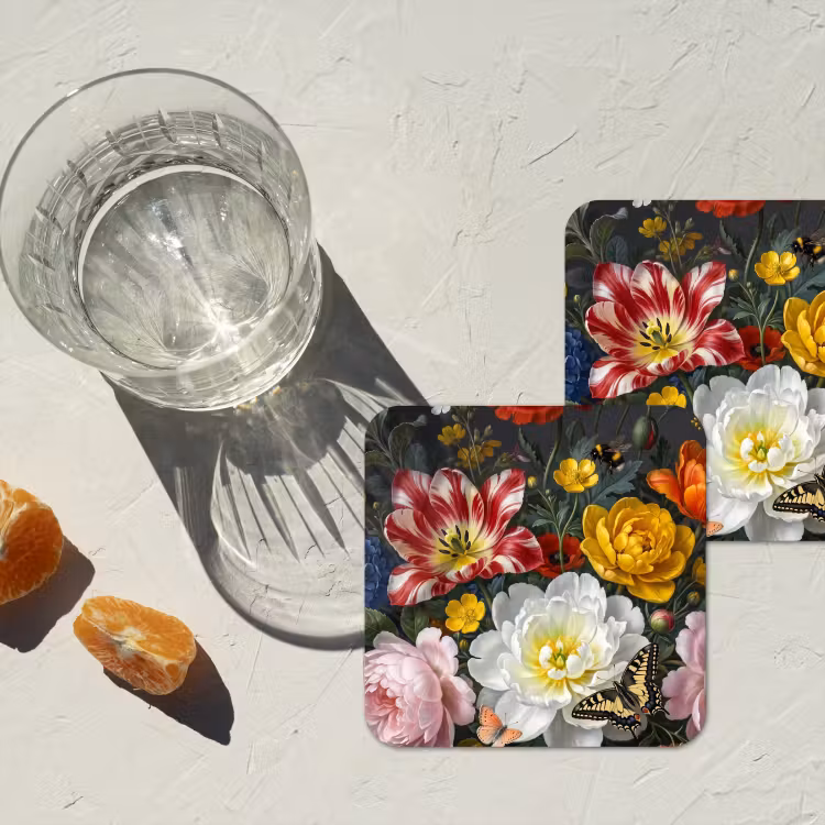 Bloemen - Boeket - Klassiek - Kleurrijk - Natuur onderzetter kurk middel -sfeer4