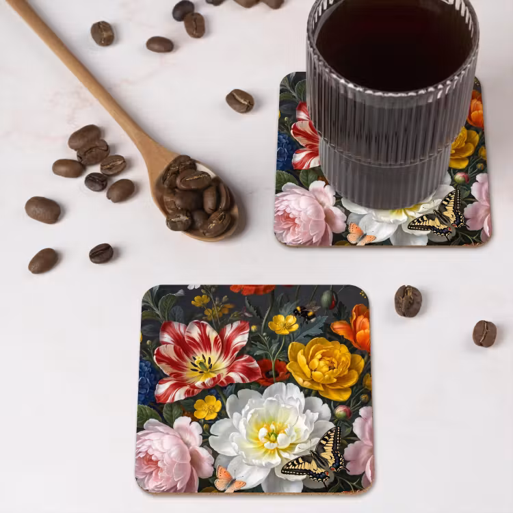 Bloemen - Boeket - Klassiek - Kleurrijk - Natuur onderzetter kurk middel -sfeer2