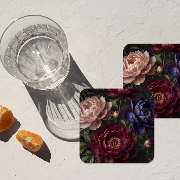 Bloemen - Boeket - Natuur - Modern - Donker onderzetter kurk middel -sfeer4