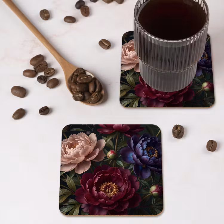 Bloemen - Boeket - Natuur - Modern - Donker onderzetter kurk middel -sfeer2