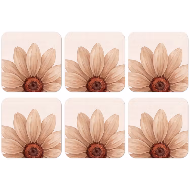 Bloemen - Bloemblad - Natuur - Aquarel - Beige onderzetter kurk middel -zkaufland3dotto