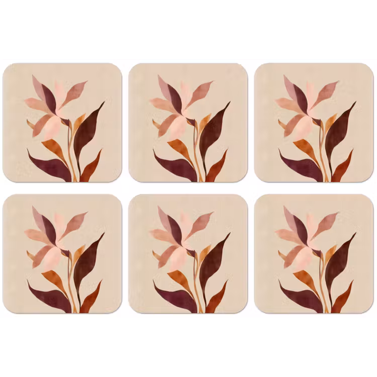 Bloemen - Blaadjes - Minimalistisch - Roze onderzetter kurk middel -zkaufland3dotto