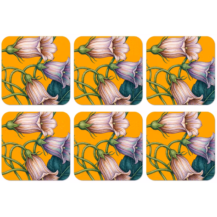 Untersetzer - Blumen – Botanik – Gelb - Bloemen - Botanisch - Geel onderzetter kurk middel