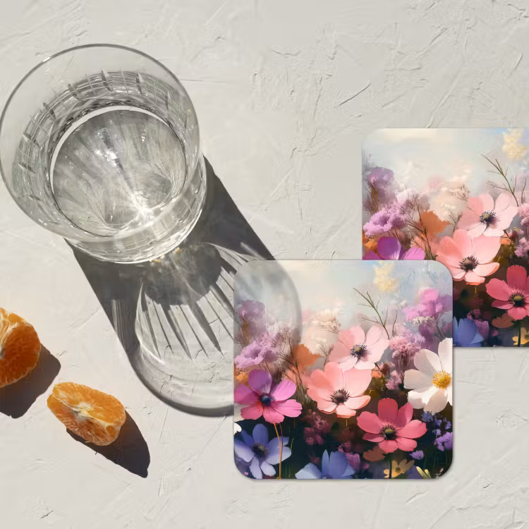 Bloemen - Kleurrijk - Bloei onderzetter kurk middel -sfeer4