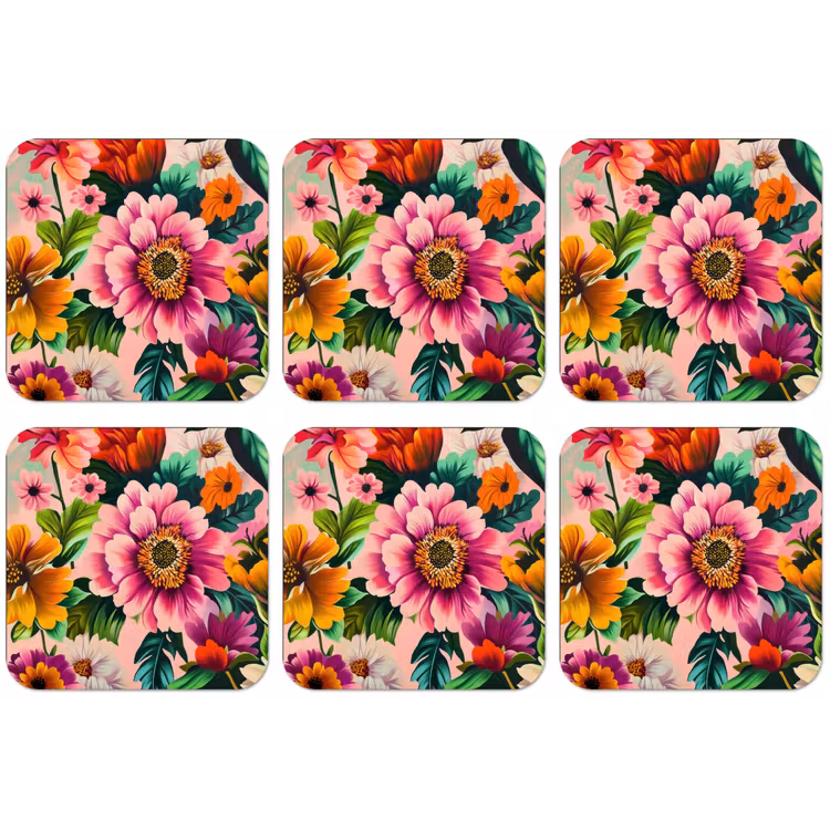 Bloemen - Kleurrijk - Roze onderzetter kurk middel -zkaufland3dotto