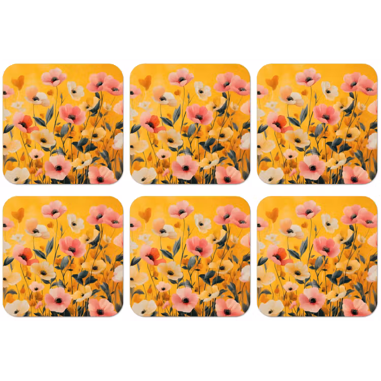 Bloemen - Veld - Geel onderzetter kurk middel -zkaufland3dotto