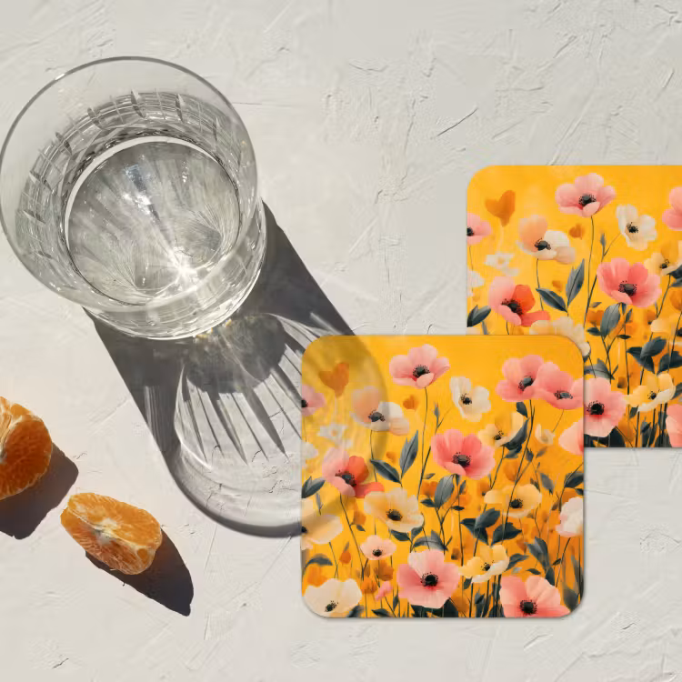 Bloemen - Veld - Geel onderzetter kurk middel -sfeer4