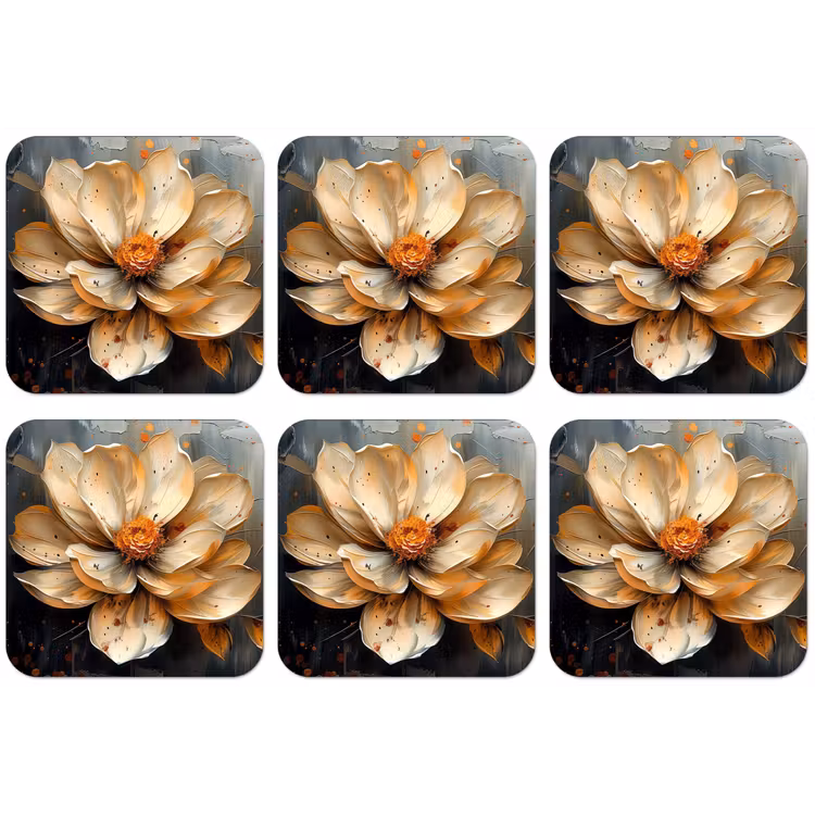 Bloemen - Goud - Kunst - Zwart - Modern onderzetter kurk middel -zkaufland3dotto