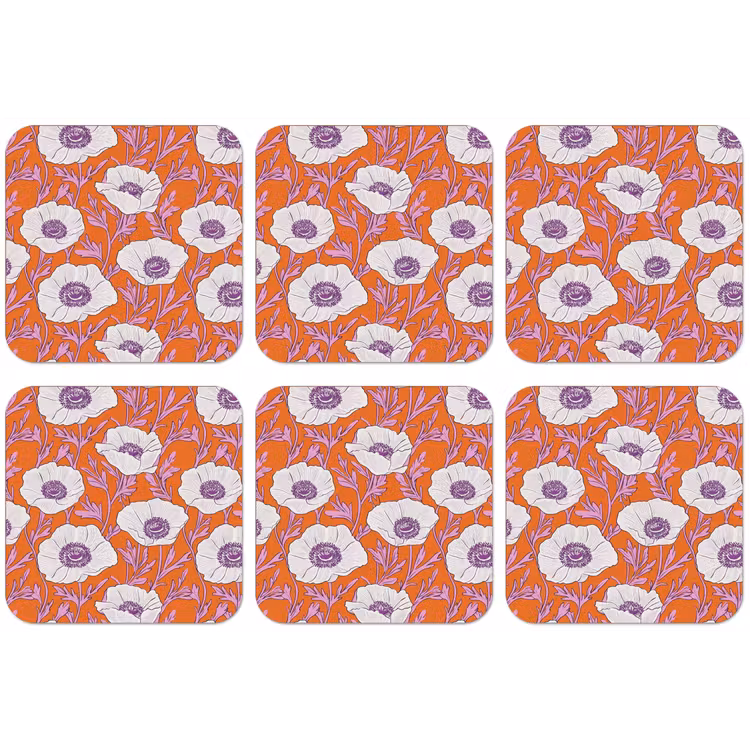 Bloemen - Grafisch - Oranje onderzetter kurk middel 366 -zkaufland3dotto