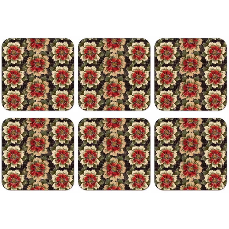 Bloemen - Klassiek - Patroon - Rood onderzetter kurk middel 366 -zkaufland3dotto