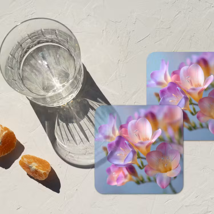 Bloemen - Paars - Overloop - Meeldraden onderzetter kurk middel -sfeer4