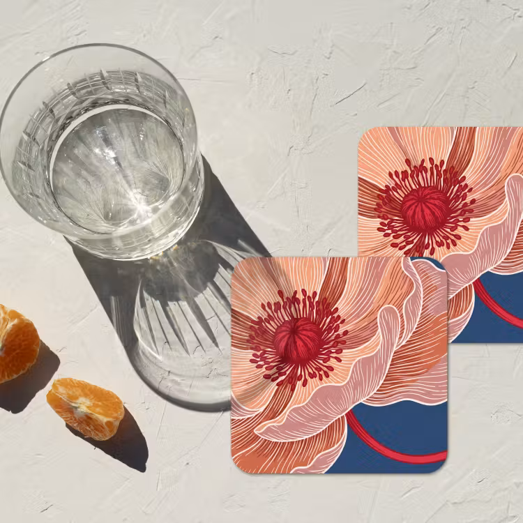 Untersetzer - Blumen – Modern – Abstrakt - Bloemen - Modern - Abstract onderzetter kurk middel