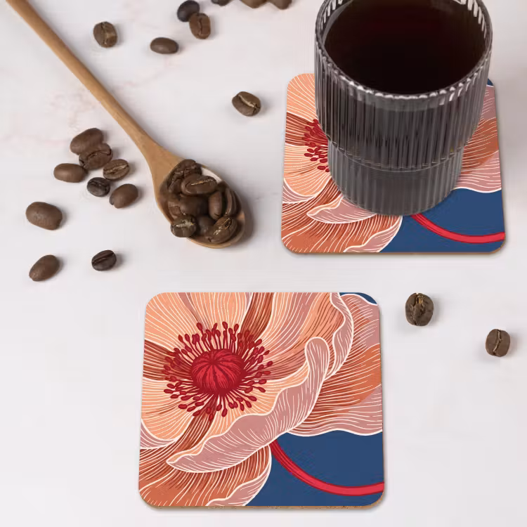 Untersetzer - Blumen – Modern – Abstrakt - Bloemen - Modern - Abstract onderzetter kurk middel
