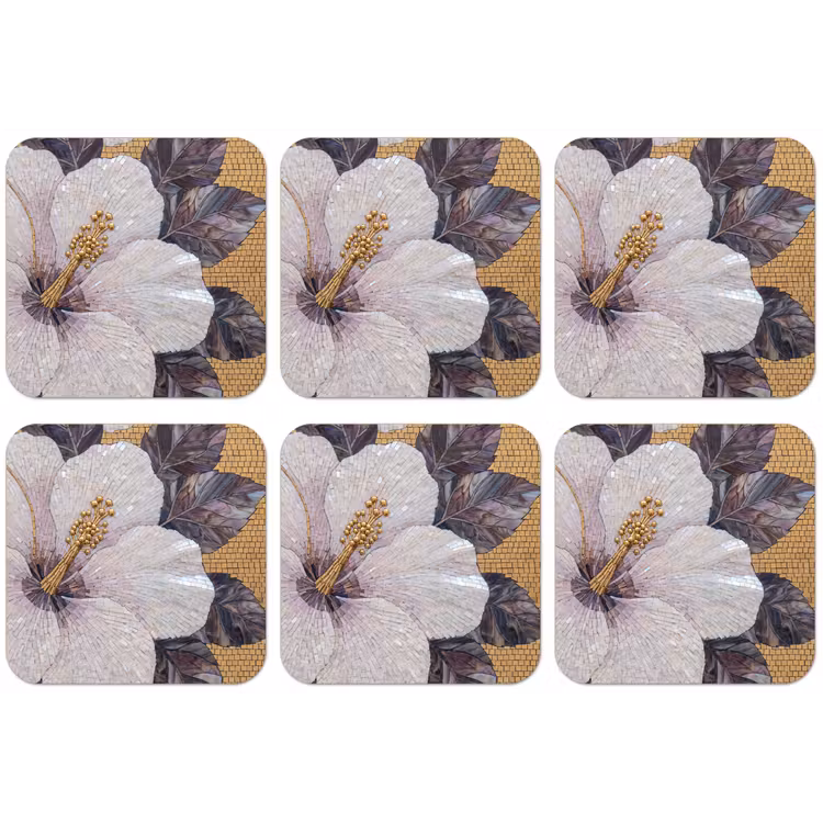 Bloemen - Mozaïek - Kunst - Modern - Goud onderzetter kurk middel -zkaufland3dotto