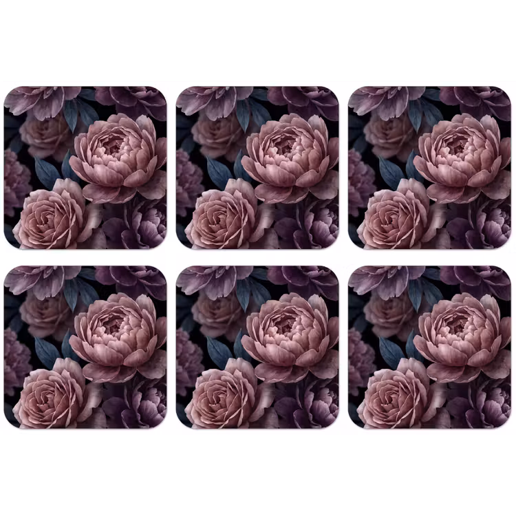 Bloemen - Patroon - Donker - Botanisch - Paars onderzetter kurk middel -zkaufland3dotto