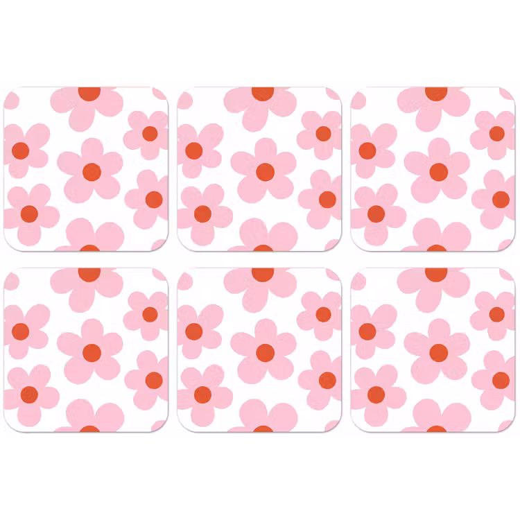 Bloemen - Patroon - Modern - Roze - Wit onderzetter kurk middel -zkaufland3dotto