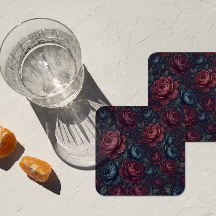 Bloemen - Patroon - Natuur - Klassiek - Donker onderzetter kurk middel -sfeer4