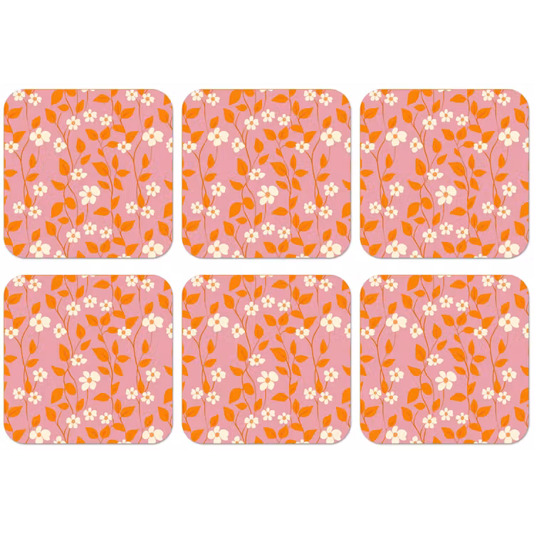 Bloemen - Patroon - Oranje onderzetter kurk middel 366 -zkaufland3dotto