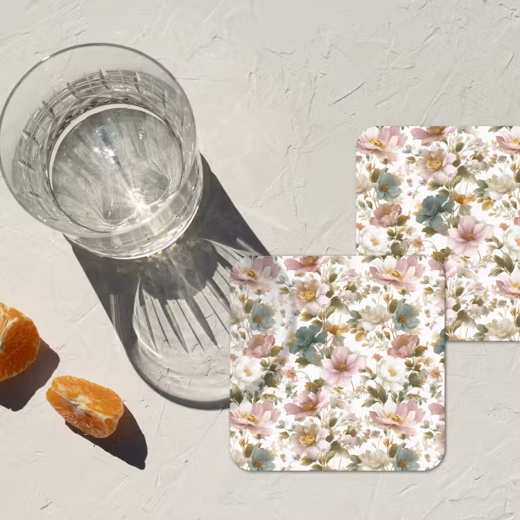 Bloemen - Patroon - Pastel onderzetter kurk middel 366 -sfeer4