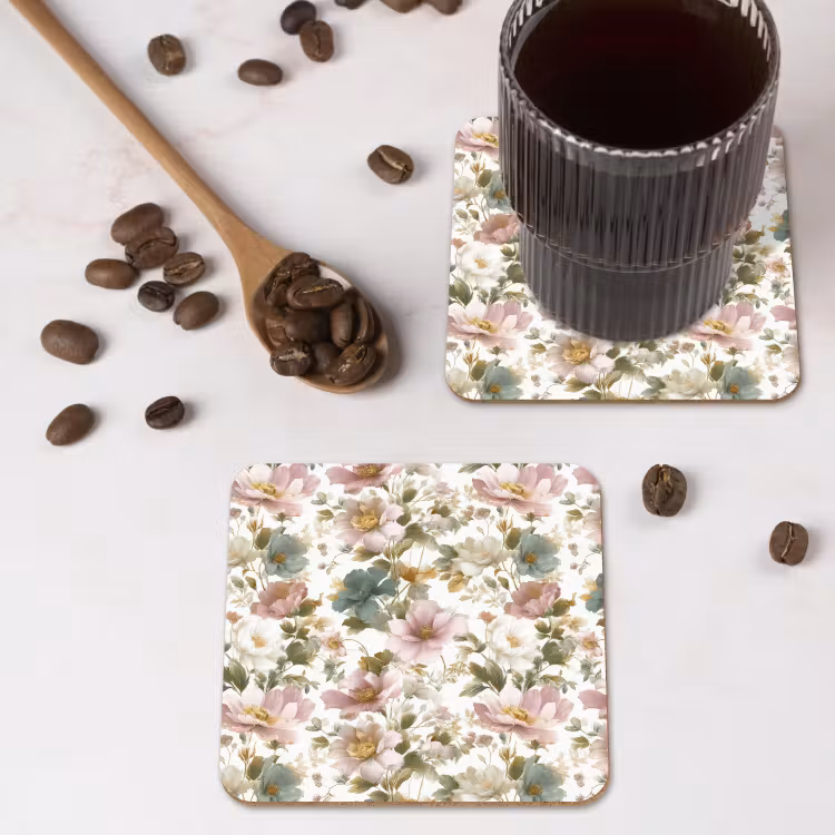 Bloemen - Patroon - Pastel onderzetter kurk middel 366 -sfeer2