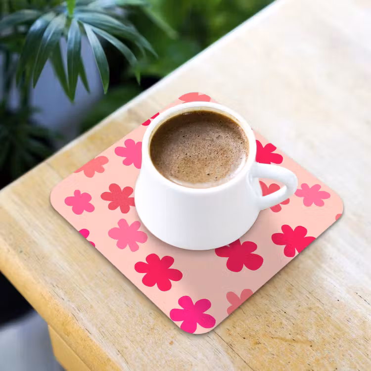 Bloemen - Patroon - Roze onderzetter kurk middel -sfeer5