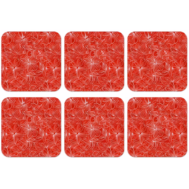 Bloemen - Patroon - Rood onderzetter kurk middel 366 -zkaufland3dotto