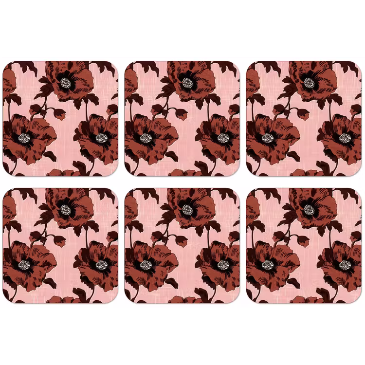 Bloemen - Retro - Rood onderzetter kurk middel 366 -zkaufland3dotto