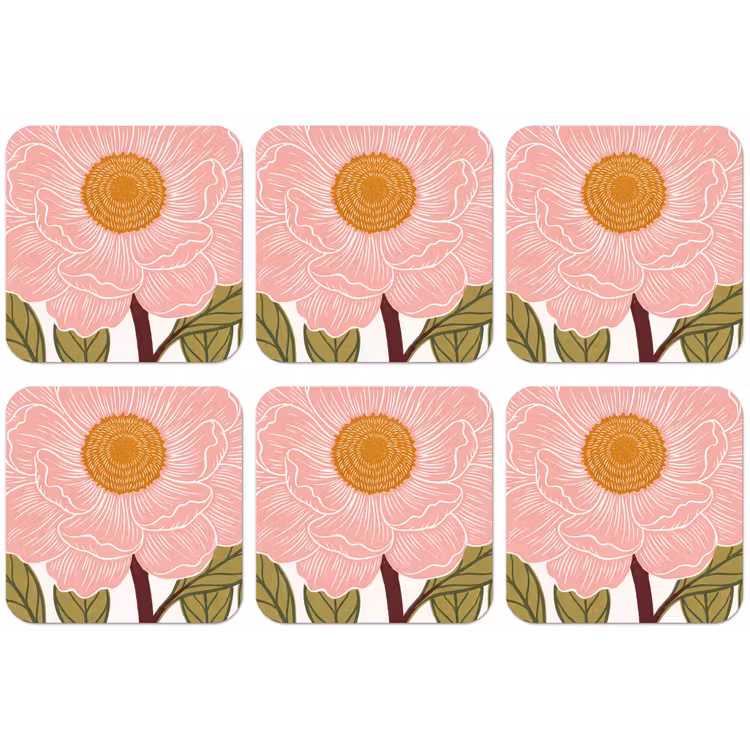 Untersetzer - Blumen – Rosa – Illustration - Bloemen - Roze - Illustratie onderzetter kurk middel