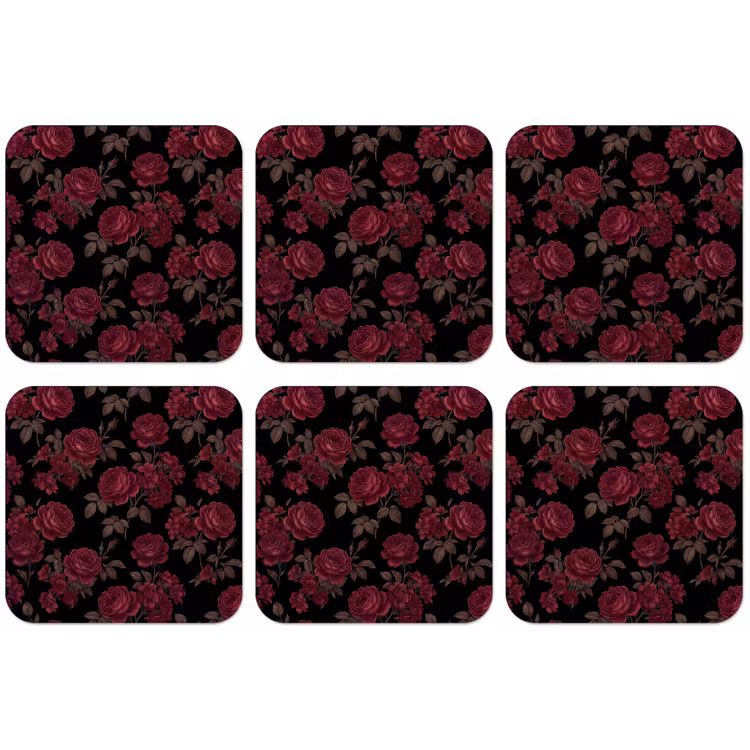 Bloemen - Roos - Patroon - Klassiek - Rood onderzetter kurk middel -zkaufland3dotto