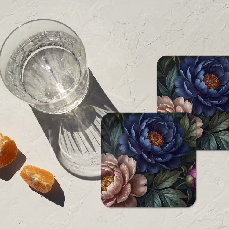 Bloemen - Vlinder - Natuur - Modern - Paars onderzetter kurk middel -sfeer4