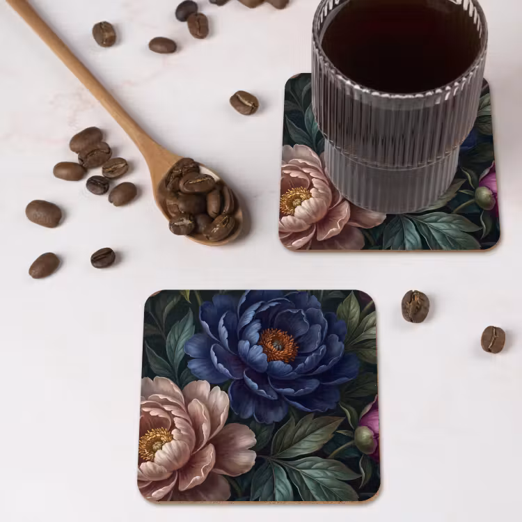 Bloemen - Vlinder - Natuur - Modern - Paars onderzetter kurk middel -sfeer2
