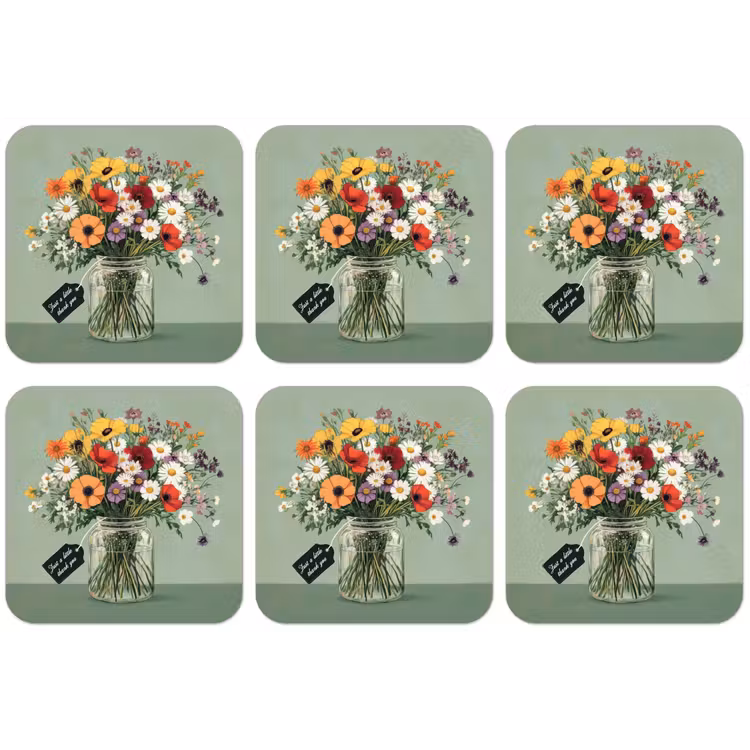 Bloemen - Vaas - Kaartje onderzetter kurk middel -zkaufland3dotto