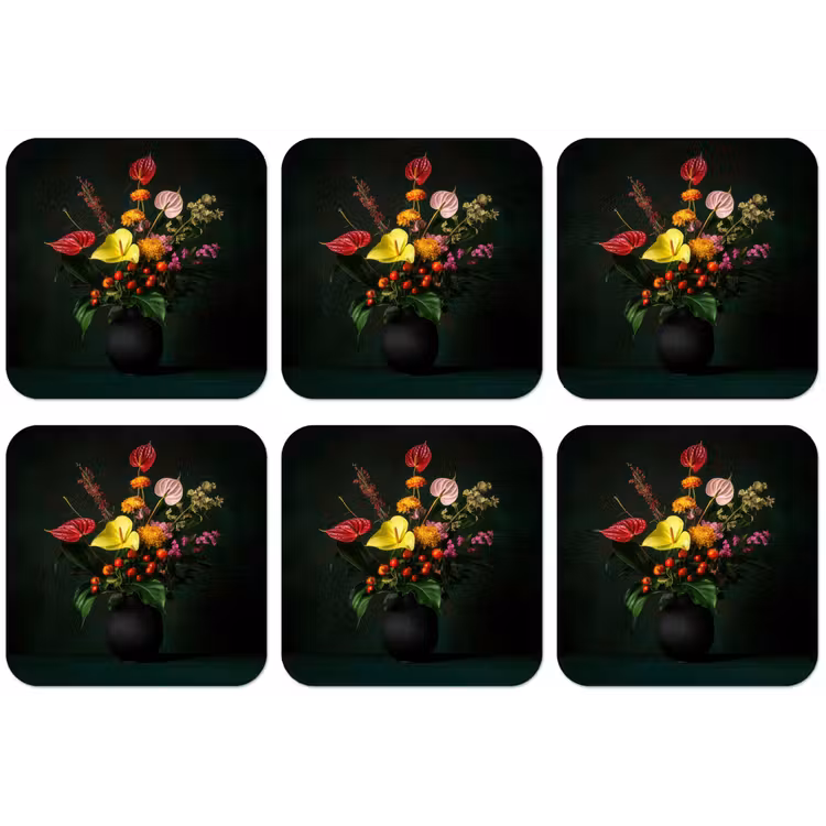 Bloemen - Vaas - Zwart onderzetter kurk middel -zkaufland3dotto