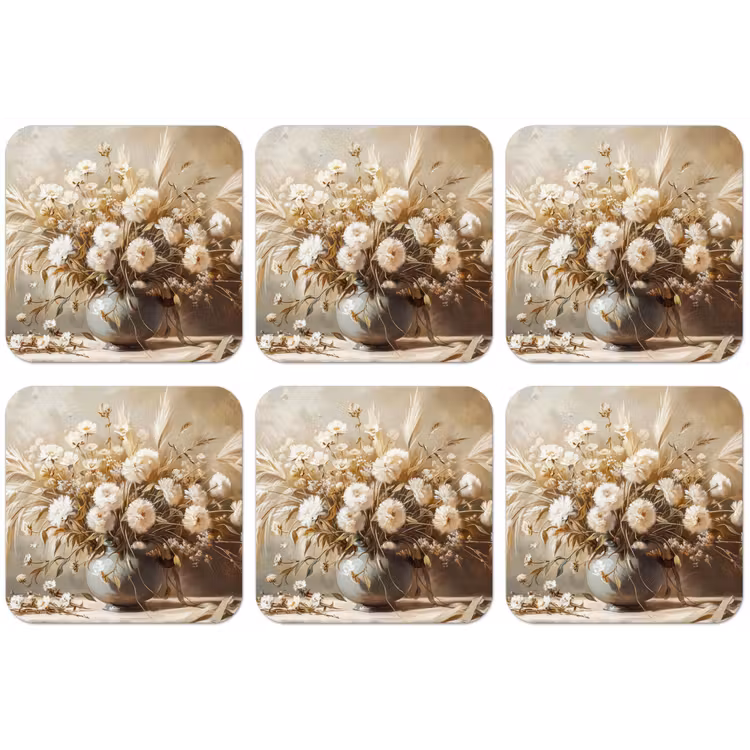Bloemen - Vaas - Stilleven - Beige onderzetter kurk middel -zkaufland3dotto